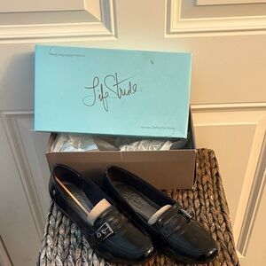 Life Stride Black Flats with Silver Buckle